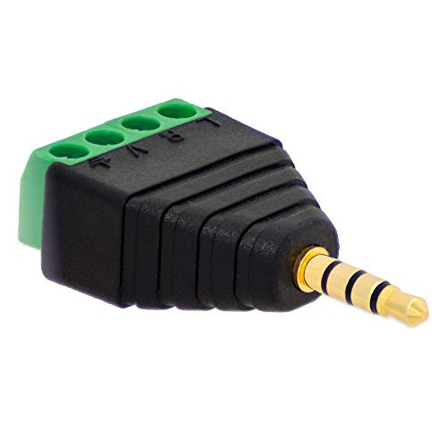 1x Klinke Adapter Stecker 3,5mm >Terminal Block 4-Pin Schraub Klemmen Kabel Adapter von E.T