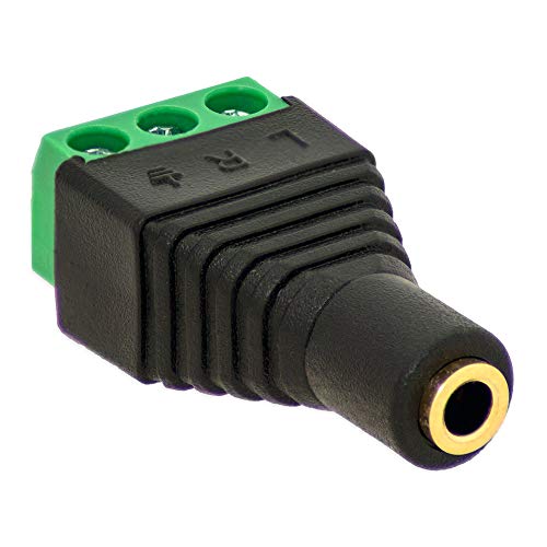 1x Klinken Buchse 3,5mm Adapter > Terminal Block 3-Pin Schraub Klemmen Vergoldet von E.T