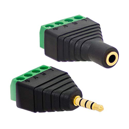 1x Klinken Buchsen + 1x Stecker 3,5mm Adapter > Terminalblock 4 Pin Schraub Klemme Set von E.T