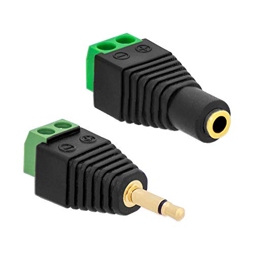 1x Klinken Stecker + 1x Buchsen 3,5mm Adapter > Terminalblock 2 Pin Schraub Klemme Set von E.T