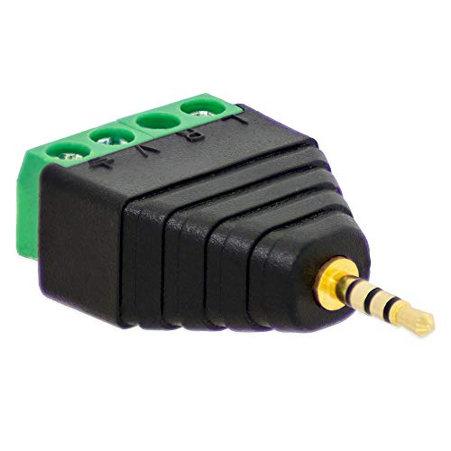 1x Klinken Stecker 2,5 mm Adapter > Terminal Block 4-Pin Schraub Klemmen Vergoldet von E.T