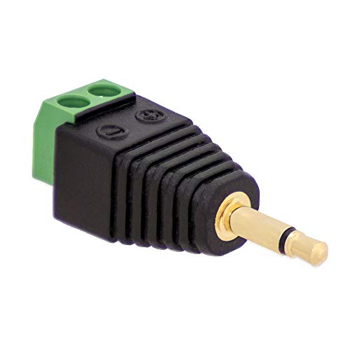 1x Klinken Stecker 3,5 mm Adapter > Terminal Block 2-Pin Schraub Klemmen Vergoldet von E.T