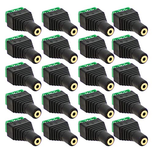 20x Klinken Buchse 2,5mm Adapter > Terminal Block 3-Pin Schraub Klemmen Vergoldet von E.T