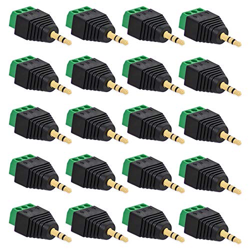 20x Klinken Stecker 3,5 mm Adapter > Terminal Block 3-Pin Schraub Klemmen Vergoldet 20x Klinken Stecker 3,5 mm Adapter > Terminal Block 3-Pin Schraub Klemmen Vergoldet von E.T
