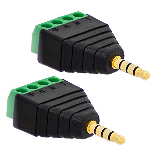 2X Klinke Adapter Stecker 3,5mm >Terminal Block 4-Pin Schraub Klemmen Kabel Adapter von E.T