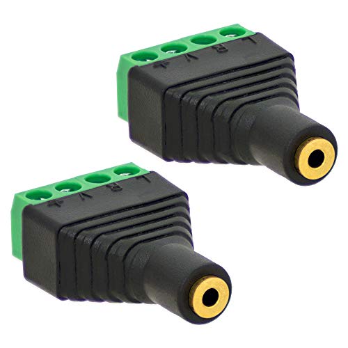 2X Klinken Buchse 2,5mm Adapter > Terminal Block 4-Pin Schraub Klemmen Vergoldet von E.T