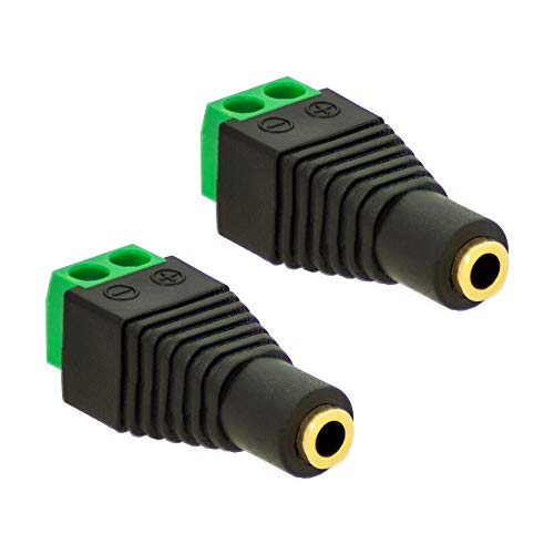 2X Klinken Buchse 3,5mm Adapter > Terminal Block 2-Pin Schraub Klemmen Vergoldet von E.T