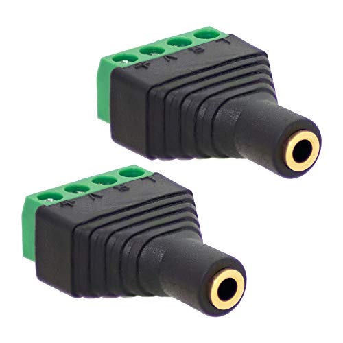 2X Klinken Buchse 3,5mm Adapter > Terminal Block 4-Pin Schraub Klemmen Vergoldet von E.T