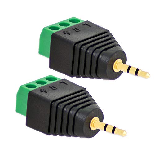 2X Klinken Stecker 2,5 mm Adapter > Terminal Block 3-Pin Schraub Klemmen Vergoldet von E.T