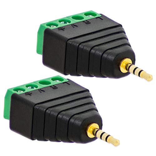 2X Klinken Stecker 2,5 mm Adapter > Terminal Block 4-Pin Schraub Klemmen Vergoldet von E.T