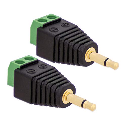 2X Klinken Stecker 3,5 mm Adapter > Terminal Block 2-Pin Schraub Klemmen Vergoldet von E.T