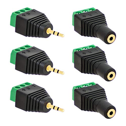 3x Klinken Stecker + 3x Buchsen 2,5mm Adapter > Terminalblock 3 Pin Schraub Klemme Set 3x Klinken Stecker + 3x Buchsen 2,5mm Adapter > Terminalblock 3 Pin Schraub Klemme Set von E.T