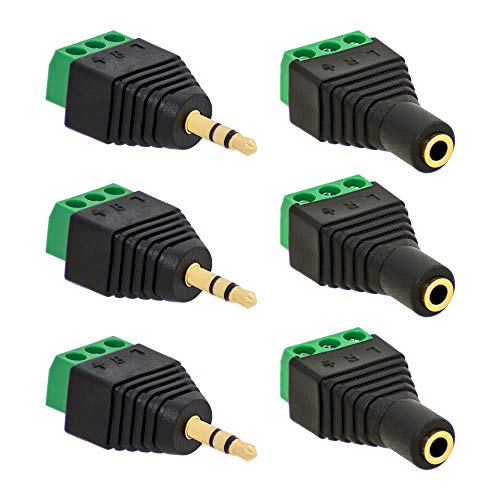 3x Klinken Stecker + 3x Buchsen 3,5mm Adapter > Terminalblock 3 Pin Schraub Klemme Set 3x Klinken Stecker + 3x Buchsen 3,5mm Adapter > Terminalblock 3 Pin Schraub Klemme Set von E.T