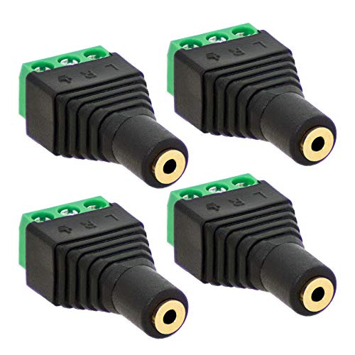 4X Klinken Buchse 2,5mm Adapter > Terminal Block 3-Pin Schraub Klemmen Vergoldet von E.T