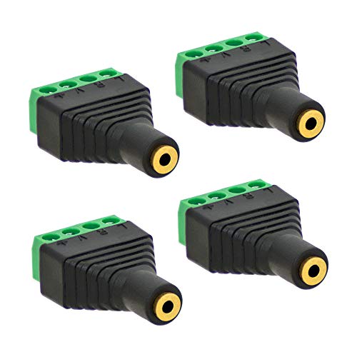 4X Klinken Buchse 2,5mm Adapter > Terminal Block 4-Pin Schraub Klemmen Vergoldet von E.T