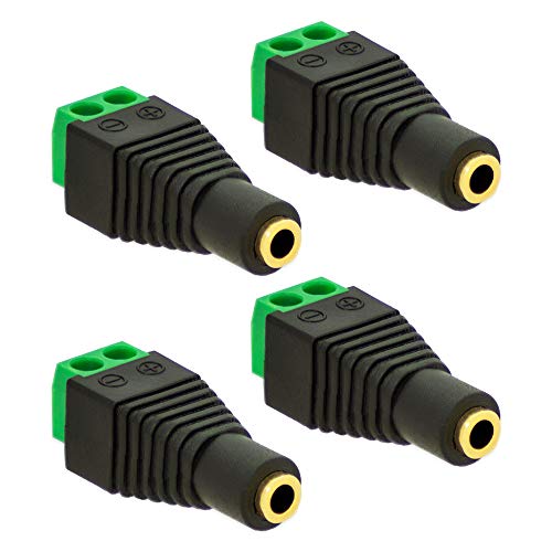 4X Klinken Buchse 3,5mm Adapter > Terminal Block 2-Pin Schraub Klemmen Vergoldet von E.T