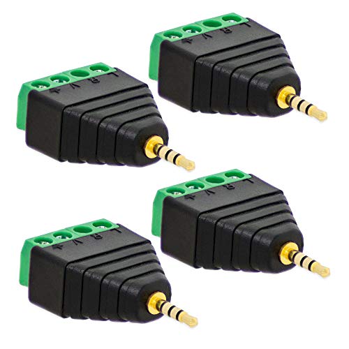 4X Klinken Stecker 2,5 mm Adapter > Terminal Block 4-Pin Schraub Klemmen Vergoldet von E.T