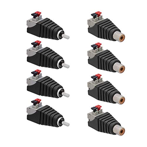 4x Cinch Buchse + 4x Cinch Stecker RCA >Terminal Block 2 Pin Adapter Druck Klemmen Set von E.T