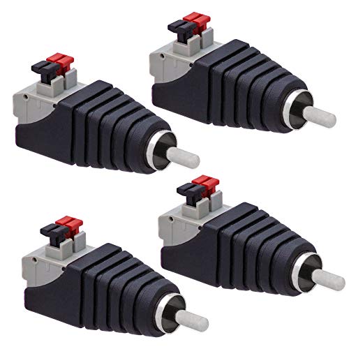 4x Cinch RCA-Stecker Adapter > Terminal Block 2 Pin Druck Klemmen Kabel Verstärker von E.T