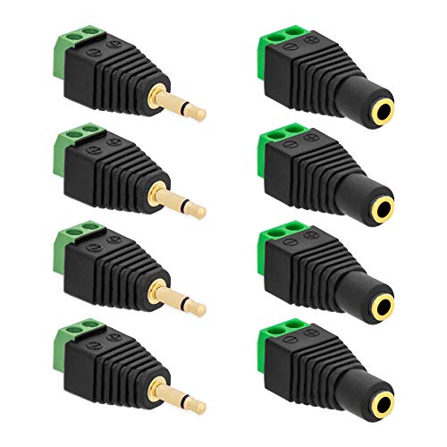 4x Klinken Stecker + 4x Buchsen 3,5mm Adapter > Terminalblock 2 Pin Schraub Klemme Set 4x Klinken Stecker + 4x Buchsen 3,5mm Adapter > Terminalblock 2 Pin Schraub Klemme Set von E.T