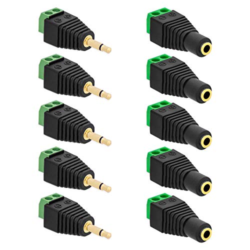 5x Klinken Stecker + 5x Buchsen 3,5mm Adapter > Terminalblock 2 Pin Schraub Klemme Set 5x Klinken Stecker + 5x Buchsen 3,5mm Adapter > Terminalblock 2 Pin Schraub Klemme Set von E.T