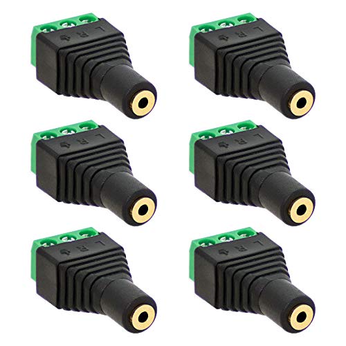 6X Klinken Buchse 2,5mm Adapter > Terminal Block 3-Pin Schraub Klemmen Vergoldet von E.T