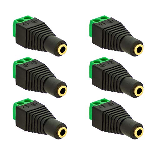 6X Klinken Buchse 3,5mm Adapter > Terminal Block 2-Pin Schraub Klemmen Vergoldet von E.T