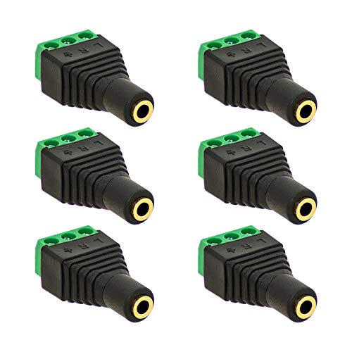 6X Klinken Buchse 3,5mm Adapter > Terminal Block 3-Pin Schraub Klemmen Vergoldet 6X Klinken Buchse 3,5mm Adapter > Terminal Block 3-Pin Schraub Klemmen Vergoldet von E.T