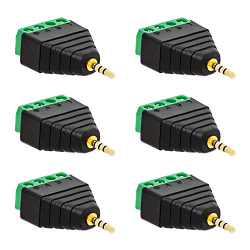 6X Klinken Stecker 2,5 mm Adapter > Terminal Block 4-Pin Schraub Klemmen Vergoldet 6X Klinken Stecker 2,5 mm Adapter > Terminal Block 4-Pin Schraub Klemmen Vergoldet von E.T