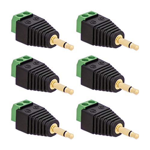 6X Klinken Stecker 3,5 mm Adapter > Terminal Block 2-Pin Schraub Klemmen Vergoldet 6X Klinken Stecker 3,5 mm Adapter > Terminal Block 2-Pin Schraub Klemmen Vergoldet von E.T