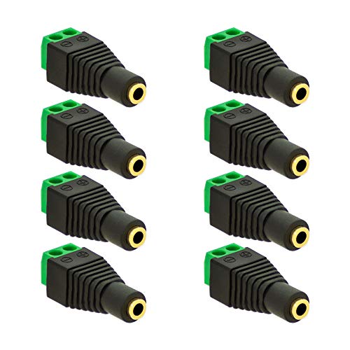 8X Klinken Buchse 3,5mm Adapter > Terminal Block 2-Pin Schraub Klemmen Vergoldet von E.T