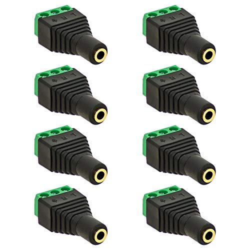 8X Klinken Buchse 3,5mm Adapter > Terminal Block 3-Pin Schraub Klemmen Vergoldet 8X Klinken Buchse 3,5mm Adapter > Terminal Block 3-Pin Schraub Klemmen Vergoldet von E.T