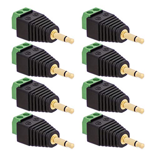 8X Klinken Stecker 3,5 mm Adapter > Terminal Block 2-Pin Schraub Klemmen Vergoldet von E.T