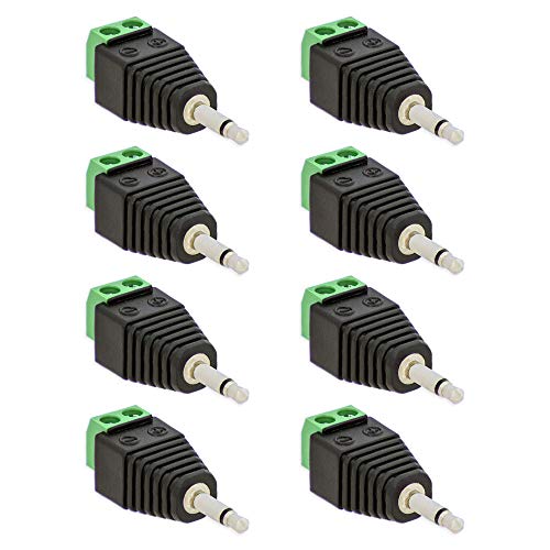 8x Klinken Stecker 3,5 mm Adapter Mono > Terminal Block 2-Pin Kabel Schraub Klemmen von E.T