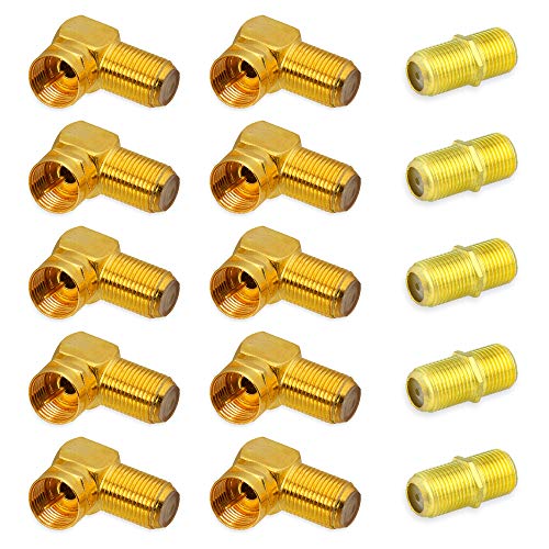 E.T 10x F-Winkeladapter + 5x F-Doppelbuchse Sat Stecker Winkel Adapter vergoldet F Buchse Winkelstecker E.T 10x F-Winkeladapter + 5x F-Doppelbuchse Sat Stecker Winkel Adapter vergoldet F Buchse Winkelstecker von E.T