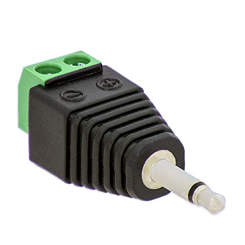 E.T 1x Klinken Stecker 3,5 mm Adapter Mono > Terminal Block 2-Pin Kabel Schraub Klemmen von Tecbee