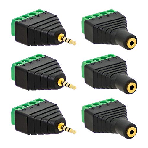 E.T 3X Klinken Stecker + 3X Buchsen 2,5mm Adapter > Terminalblock 4 Pin Schraub Klemme Set E.T 3X Klinken Stecker + 3X Buchsen 2,5mm Adapter > Terminalblock 4 Pin Schraub Klemme Set von E.T