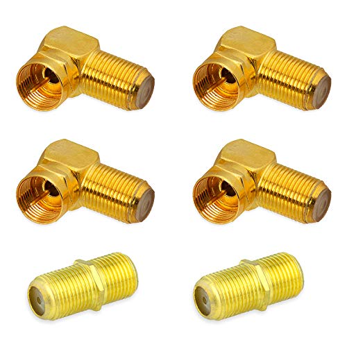 E.T 4x F-Winkeladapter + 2x F-Doppelbuchse Sat Stecker Winkel Adapter vergoldet F Buchse Winkelstecker E.T 4x F-Winkeladapter + 2x F-Doppelbuchse Sat Stecker Winkel Adapter vergoldet F Buchse Winkelstecker von E.T