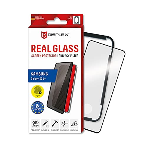 Displex Privacy Full Cover Schutzglas (10H) für Samsung Galaxy S21+ 5G, Montagerahmen, Privacy Filter, Tempered Glas, kratzer-resistente Schutzfolie, hüllenfreundlich von Displex