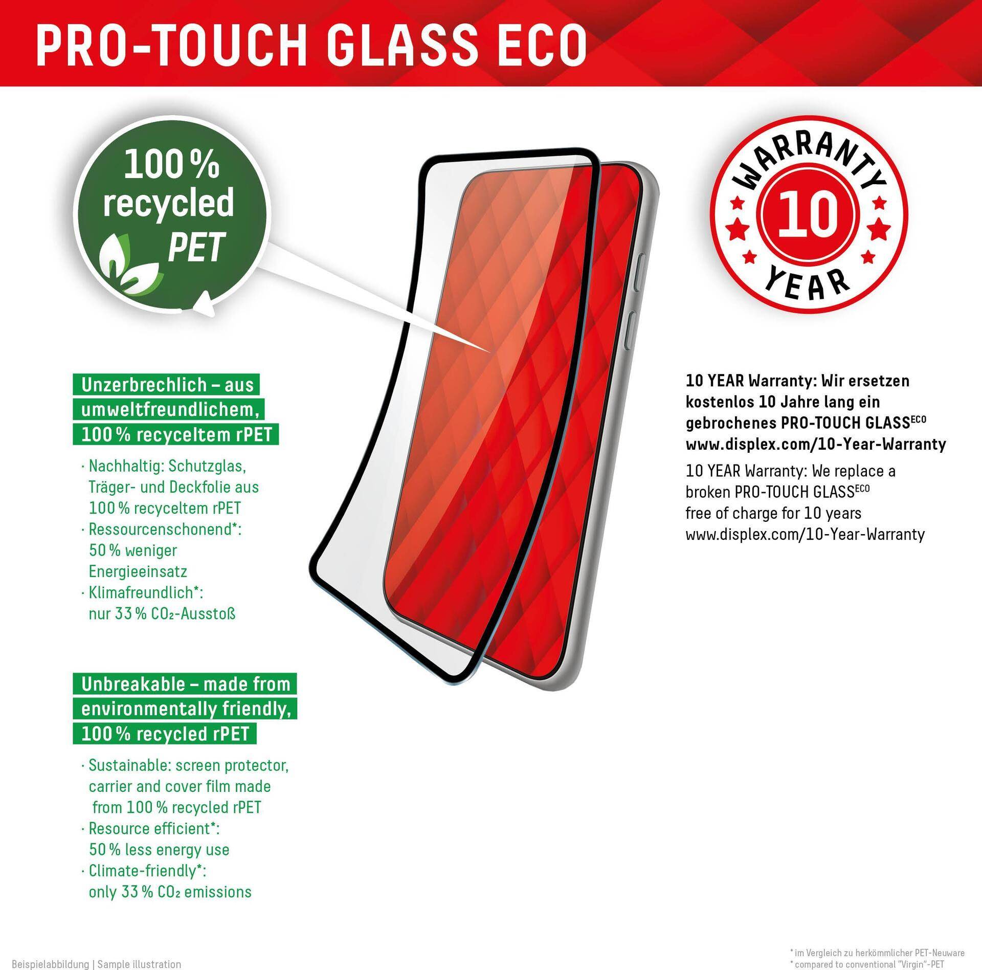 Displex PRO-TOUCH ECO Glas (9H) - FC für Samsung Galaxy S22/S23 - Eco-Applikator - 100% FPS - Ultra-HD - Samsung - Galaxy S22/S23 - Trockene Anwendung - Schlagfest - Kratzresistent - Staubresistent - Transparent - 1 Stück(e) (01781) von E.V.I.