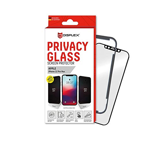 Displex Privacy Full Cover Schutzglas (10H) für Apple iPhone 12 Pro Max, Eco-Montagerahmen, Privacy Filter, Tempered Glas, kratzer-resistente Schutzfolie, hüllenfreundlich von Displex