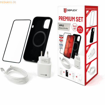 E.V.I. DISPLEX Set Apple iPhone 15 ProMax Glas+Case+Kabel+Netzteil von E.V.I.