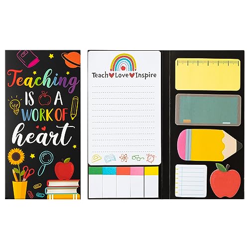 Lehrer Geschenk Haftnotizen Set 550 Blätter Selbstklebendes, Niedlich Sticky Notes Apple Bleistiftlineal Geformt Schreiben Etikett Lesezeichen Memo Pads für Arbeit Lehrer Student Büro Schule Zubehör von E1mity