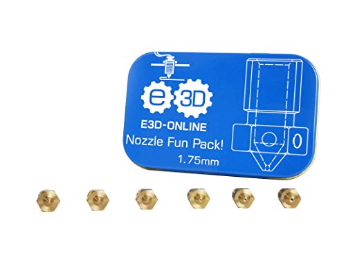 Genuine E3D Nozzle Fun Pack 0.25mm, 0.3mm, 0.35mm, 0.5mm, 0.6mm, 0.8mm Brass Nozzles for V6 HotEnd 3D Printer (3mm) von E3D