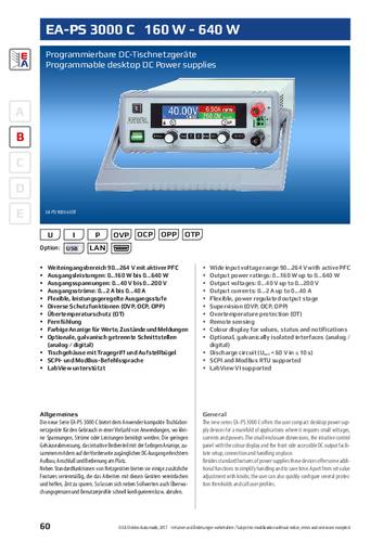 EA Elektro Automatik EA-PS 3080-20 C Labornetzgerät, einstellbar 0 - 80 V/DC 0 - 20A 640W Auto-Rang von EA Elektro Automatik