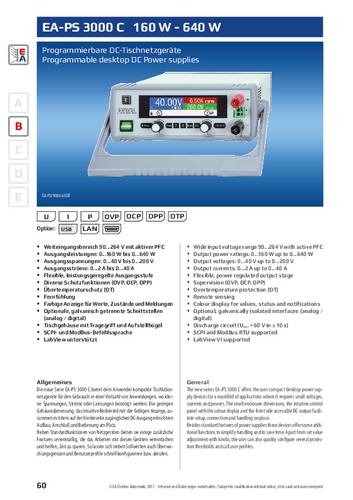 EA Elektro Automatik EA-PS 3200-02 C Labornetzgerät, einstellbar 0 - 200 V/DC 0 - 2A 160W Auto-Rang von EA Elektro Automatik