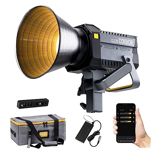 COLBOR CL220 PRO 200W LED-Videoleuchte,Bi-Color 2700K-6500K COB mit edgeMAX App Integrierte 10 Lichteffekte Unterstützt V-Port-Akku für Live-Streaming von Studiofotografie von EACHSHOT