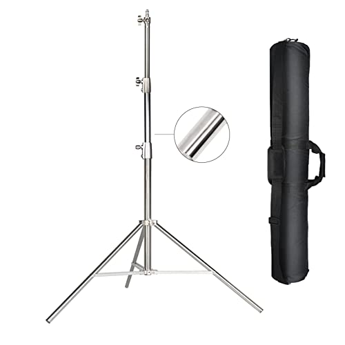 EACHSHOT 2,8 m schweres Lichtstativ mit Tragetasche, Edelstahl mit 1/4" auf 3/8" Adapter für SL60W VL150W SL150W AD600BM MS300, Studio-Softbox, Monolight und andere Fotoausrüstung von EACHSHOT