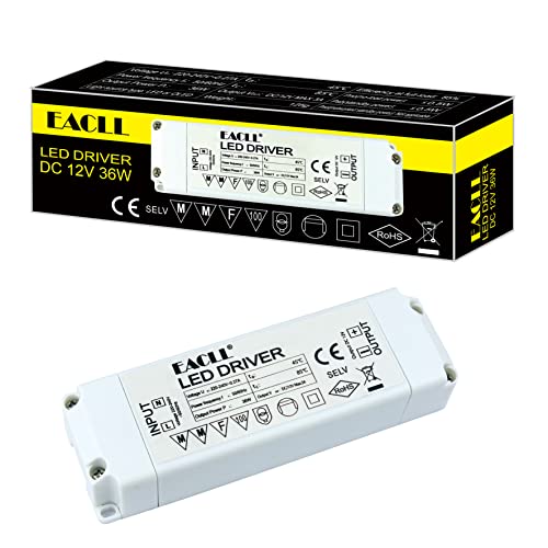 EACLL LED Trafo AC 240V zu DC 12V 3A(3000mA) 36W Transformator, 1er-Pack. Für drive Weniger als 36W MR11 G4 MR16 GU5.3 LED Birnen LED Lichtstreifen, LED Lampen Adapter Treiber Netzteil von EACLL