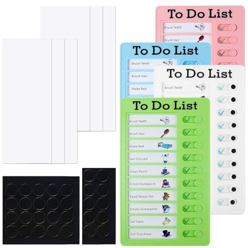 EAEVKPI Memo Checkliste Boards, 4PCS To Do List Memo, 20x12cm Tragbare Aufgabenplaner Kinder, To Do List Checkliste Boards mit 10 Austauschbaren Leeren Papieren,Wiederverwendbare Routine Planer Kinder von EAEVKPI